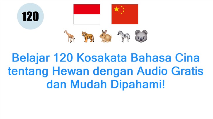Belajar 120 Kosakata Bahasa Cina tentang Hewan dengan Audio Gratis dan Mudah Dipahami!